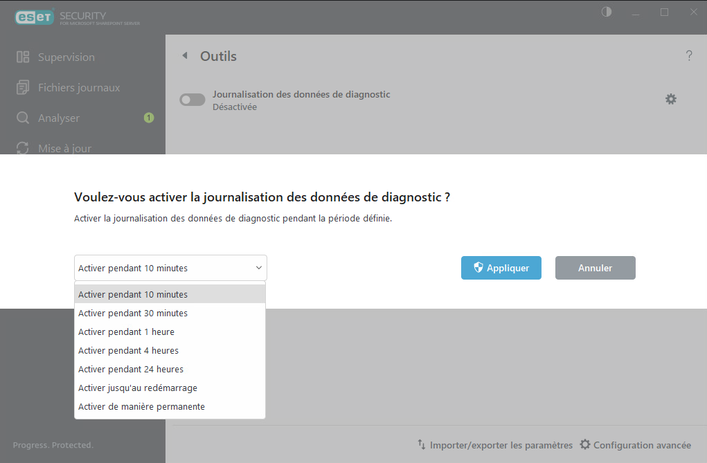 ESET Security for Microsoft SharePoint Outils - Journalisation des données de diagnostic ESET Security for Microsoft SharePoint Outils - Journalisation des données de diagnostic