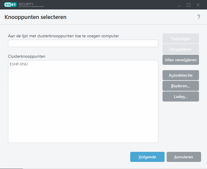 Clusterwizard - Knooppunten selecteren Clusterwizard - Knooppunten selecteren