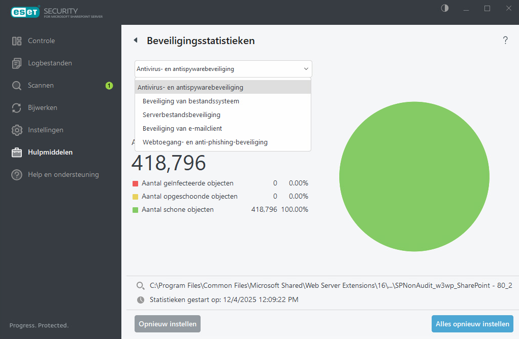 ESET Security for Microsoft SharePoint Beveiligingsstatistieken ESET Security for Microsoft SharePoint Beveiligingsstatistieken