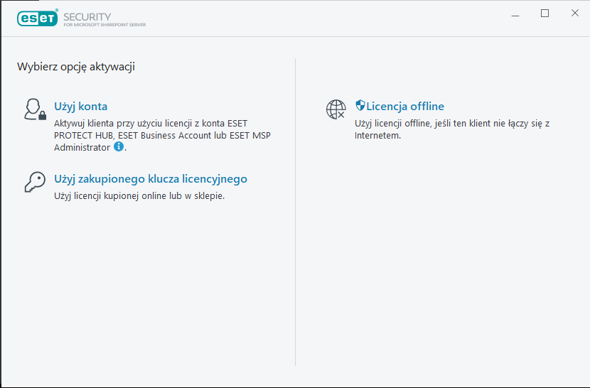 Aktywacja usługi ESET Security for Microsoft SharePoint Aktywacja usługi ESET Security for Microsoft SharePoint