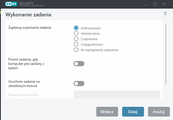 Wykonywanie zadania harmonogramu