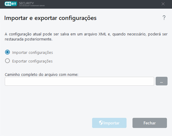 ESET Security for Microsoft SharePoint Importar e exportar configurações