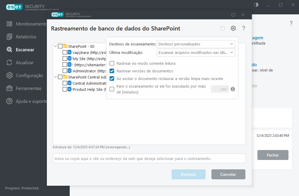 Destinos de rastreamento de banco de dados SharePoint Destinos de rastreamento de banco de dados SharePoint