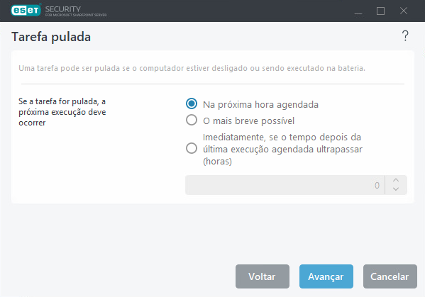 Tarefa da Agenda ignorada Tarefa da Agenda ignorada