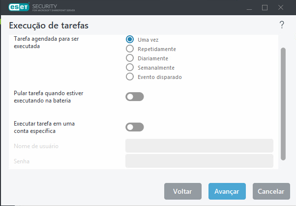 Execução de tarefas da agenda Execução de tarefas da agenda