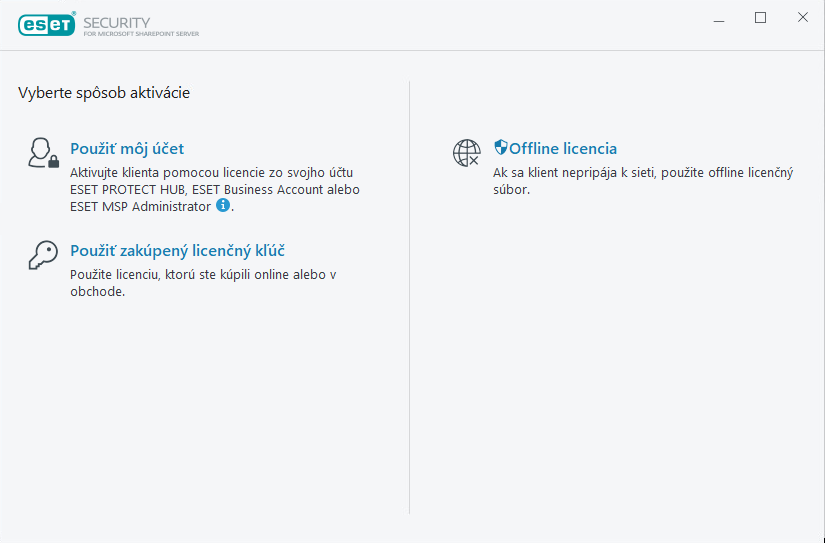 Aktivácia ESET Security for Microsoft SharePoint