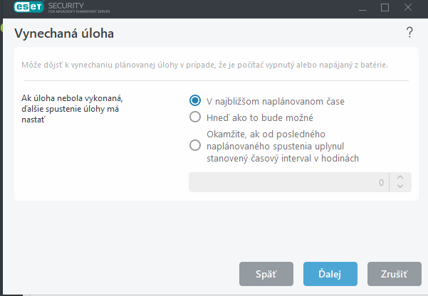 Plánovač – vynechaná úloha