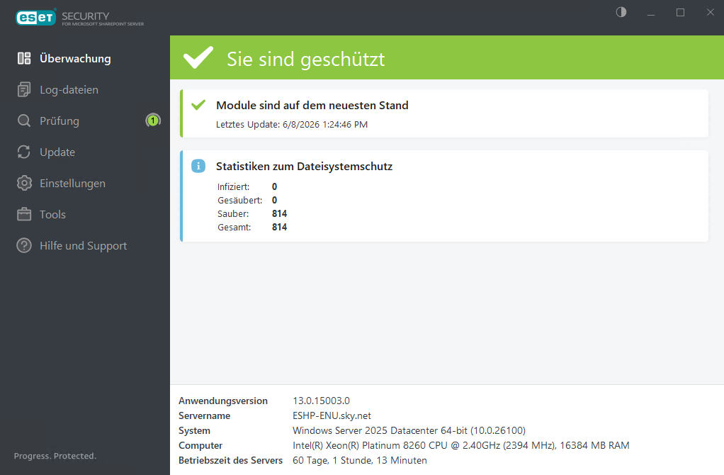 ESET Security for Microsoft SharePoint – Status der Überwachung ESET Security for Microsoft SharePoint – Status der Überwachung