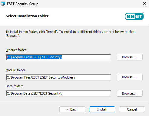 Select installation folder Select installation folder