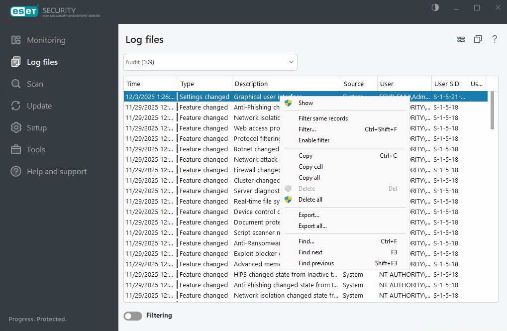 Log files