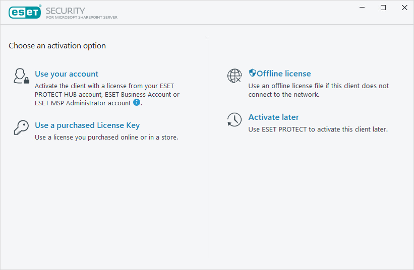 Activate ESET Security for Microsoft SharePoint