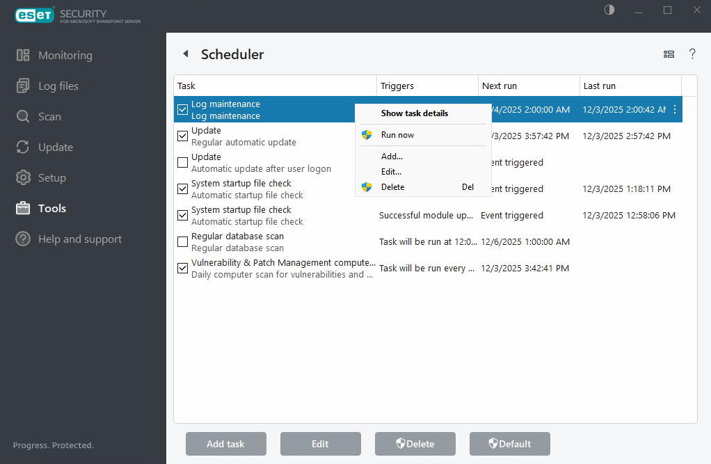 ESET Security for Microsoft SharePoint Scheduler ESET Security for Microsoft SharePoint Scheduler