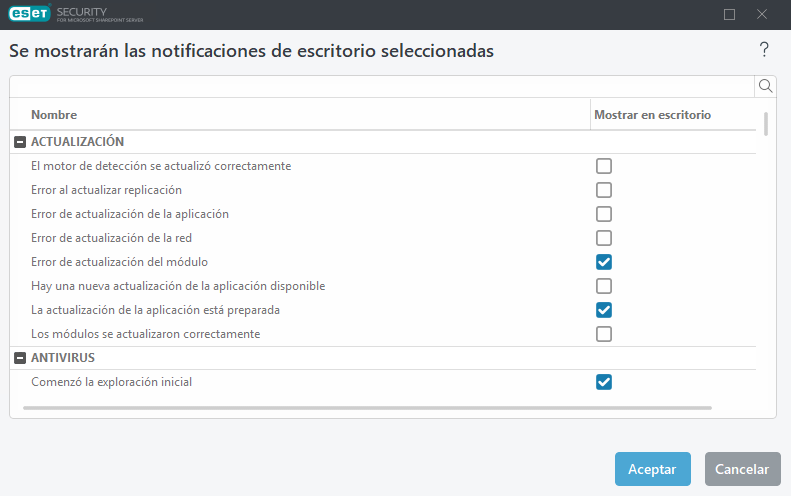 Notificaciones en el escritorio