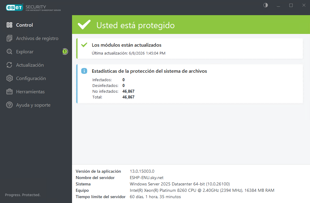 ESET Security for Microsoft SharePoint Estado de supervisión ESET Security for Microsoft SharePoint Estado de supervisión