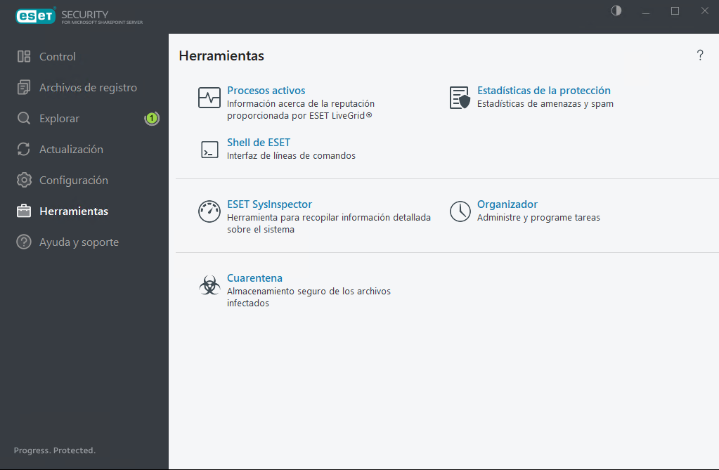 ESET Security for Microsoft SharePoint Herramientas ESET Security for Microsoft SharePoint Herramientas
