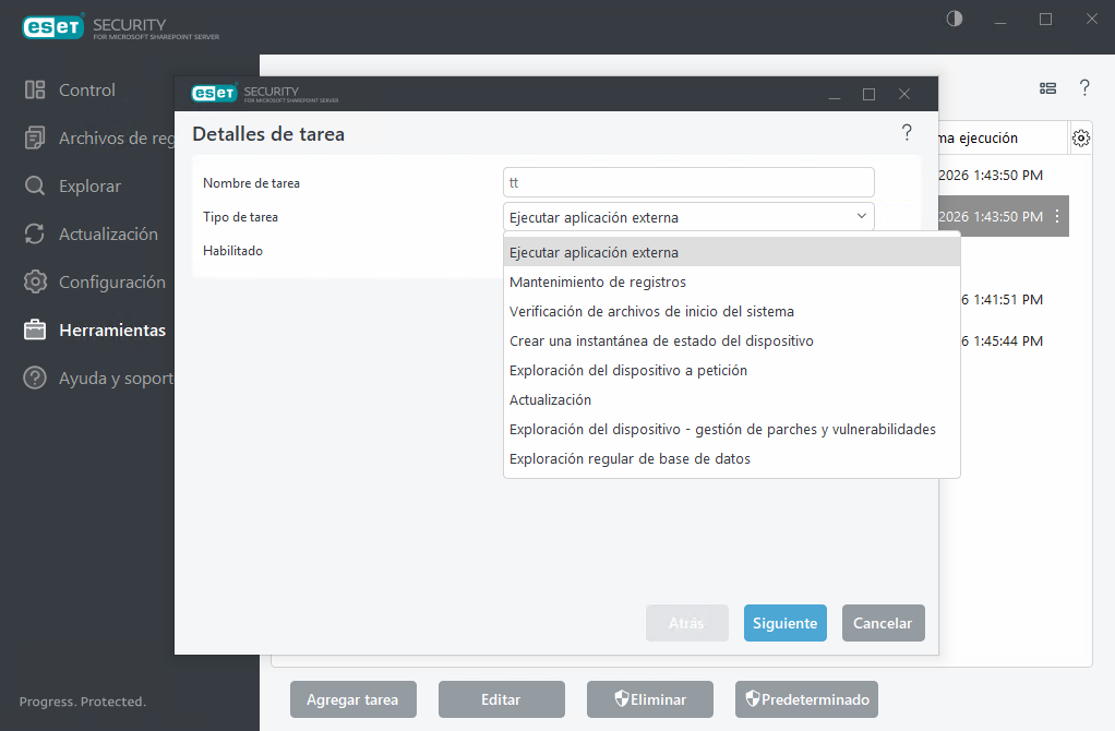 Agregar nueva tarea programada Agregar nueva tarea programada
