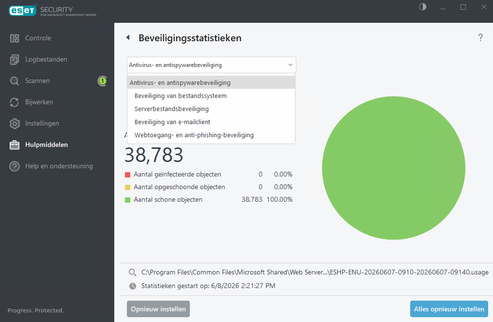 ESET Security for Microsoft SharePoint Beveiligingsstatistieken