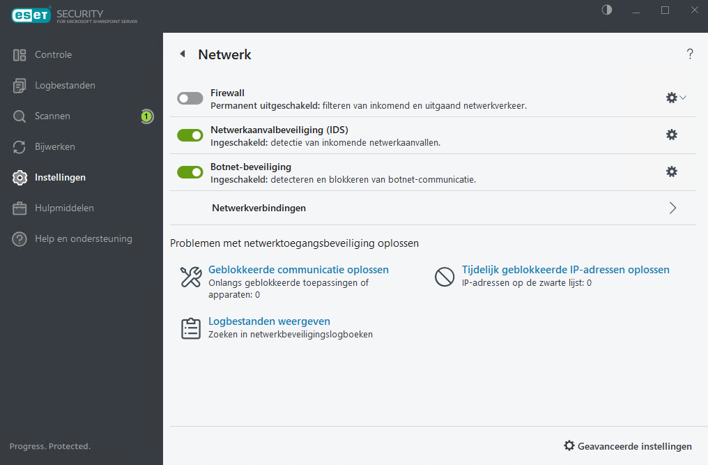 ESET Security for Microsoft SharePoint Netwerk