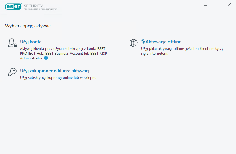 Aktywacja usługi ESET Security for Microsoft SharePoint
