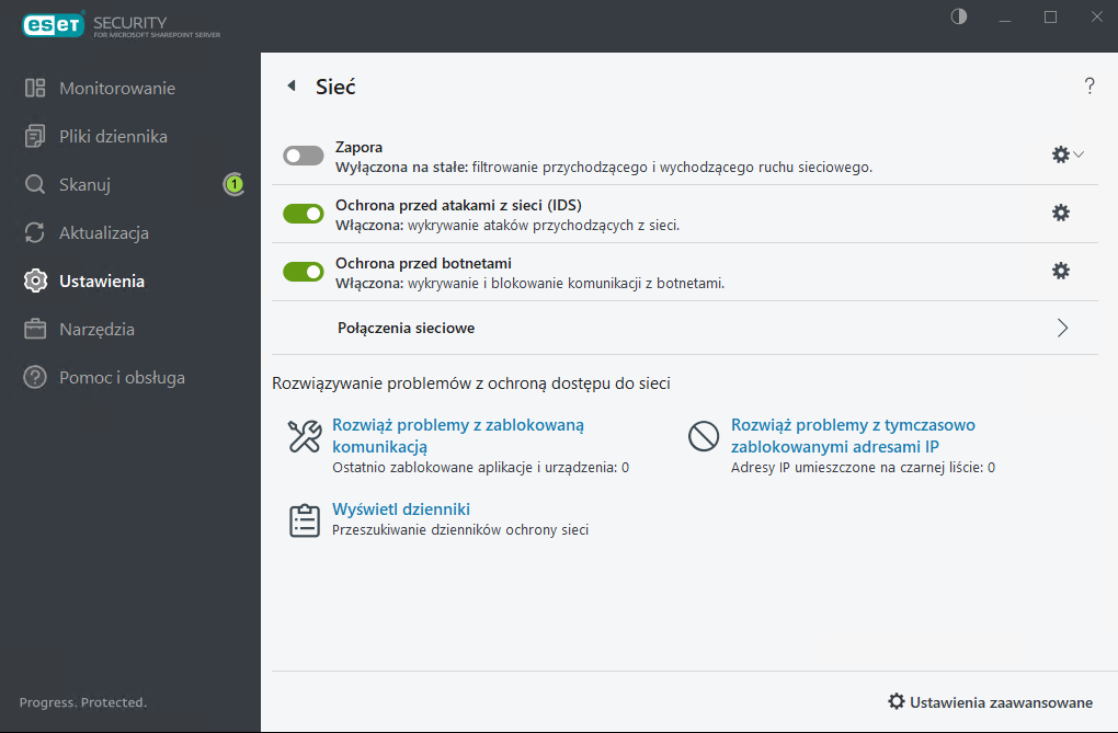 ESET Security for Microsoft SharePoint Sieć ESET Security for Microsoft SharePoint Sieć