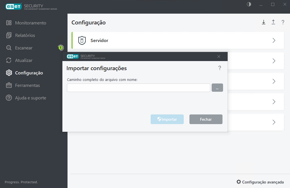 ESET Security for Microsoft SharePoint Importar e exportar configurações ESET Security for Microsoft SharePoint Importar e exportar configurações