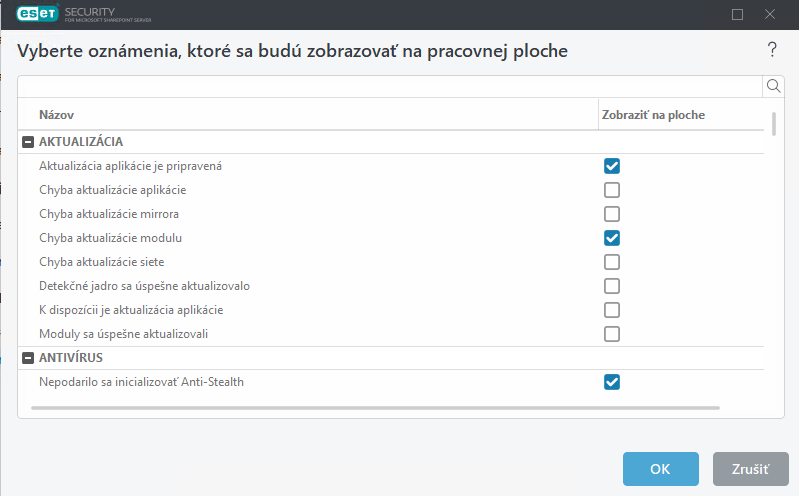 Oznámenia na ploche