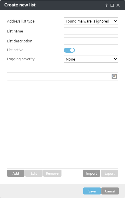 Create new list Create new list