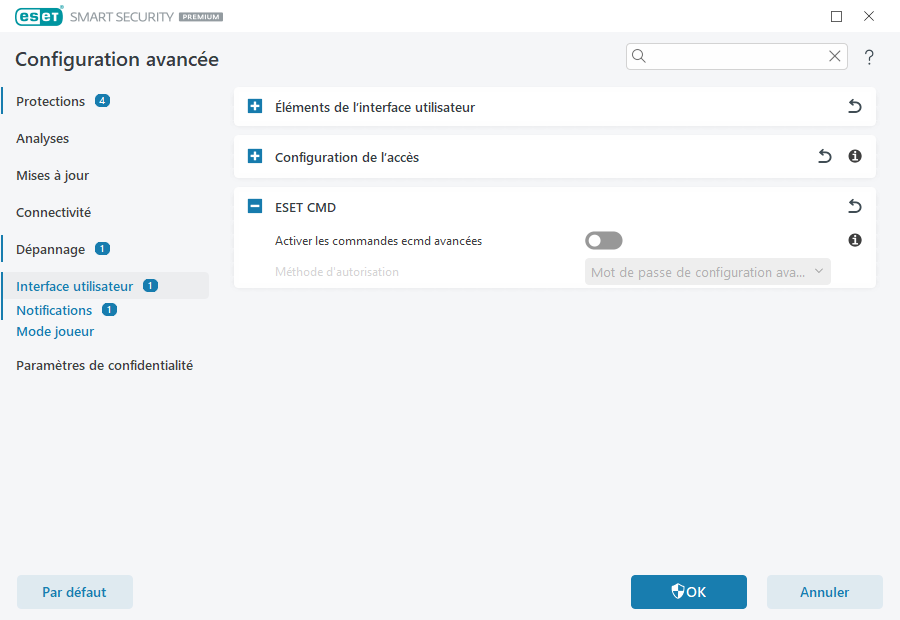 Configuration de l'accès