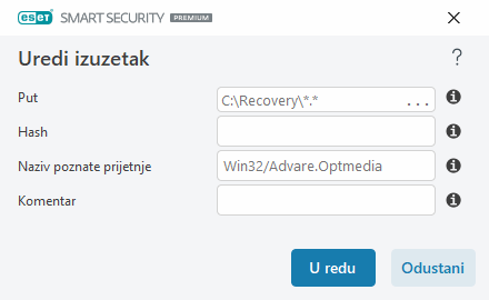 Uredi izuzetak