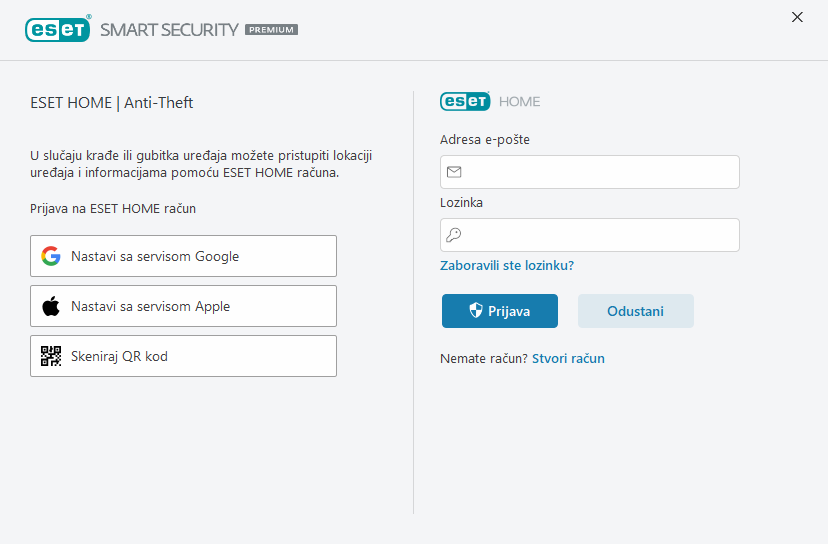 Prijava u ESET HOME