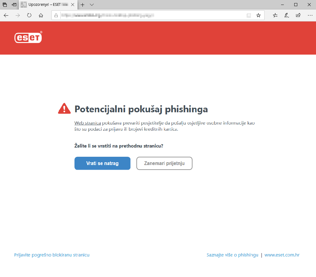 Potencijalni pokušaj phishinga