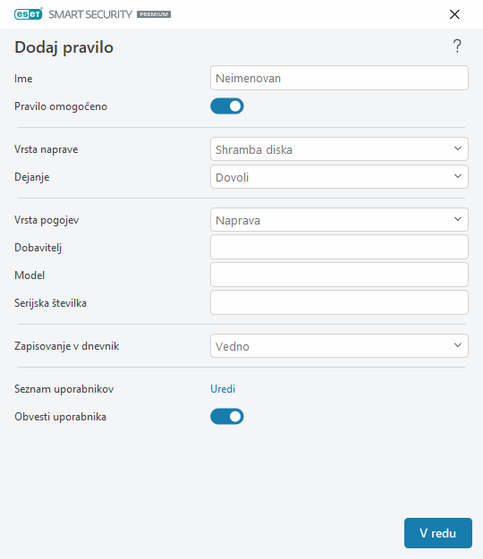 Dodaj pravilo Dodaj pravilo