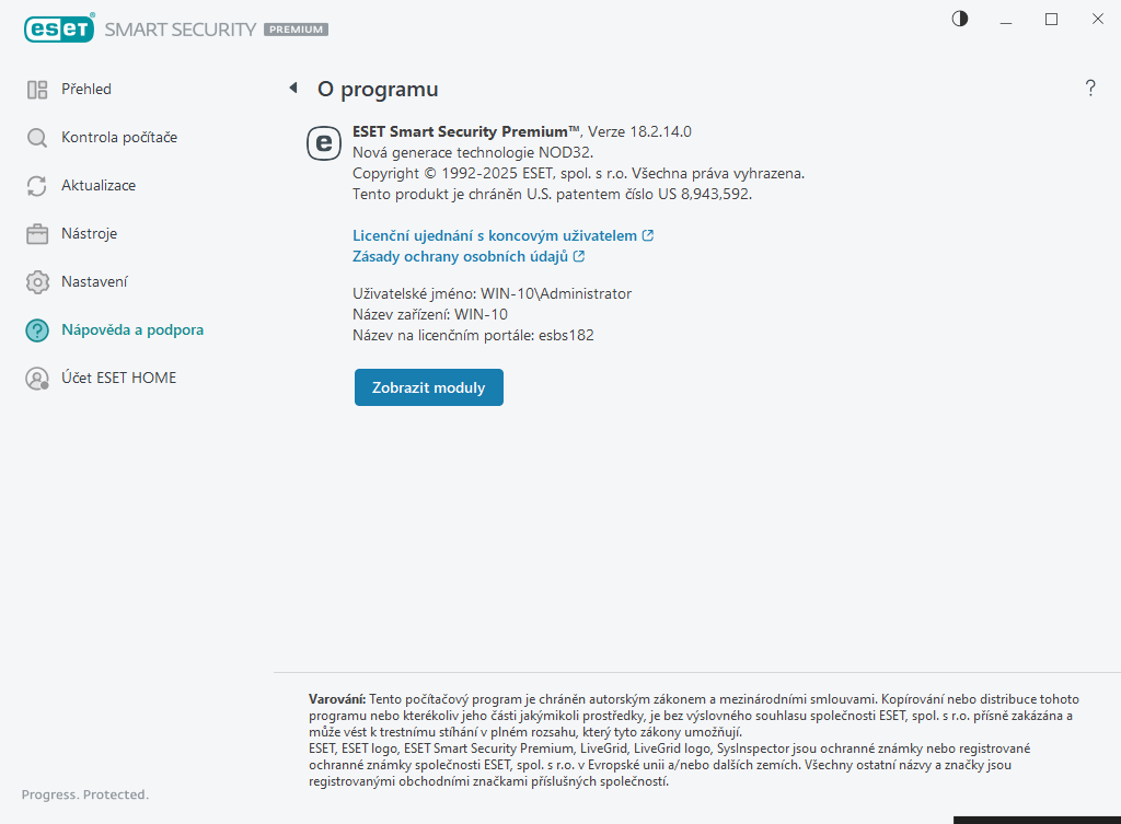 Podrobnosti o nainstalované verzi Podrobnosti o nainstalované verzi