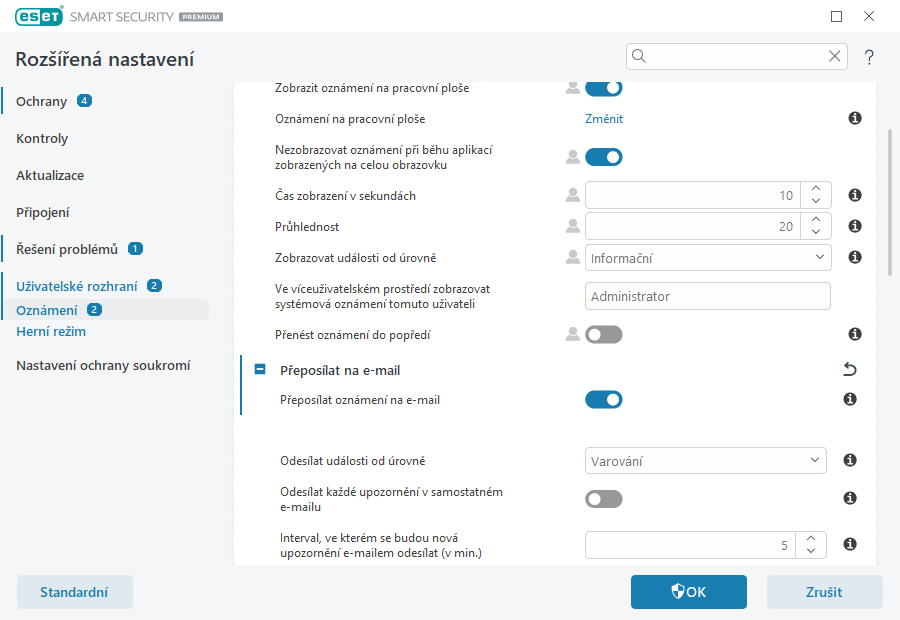 Přeposílání oznámení