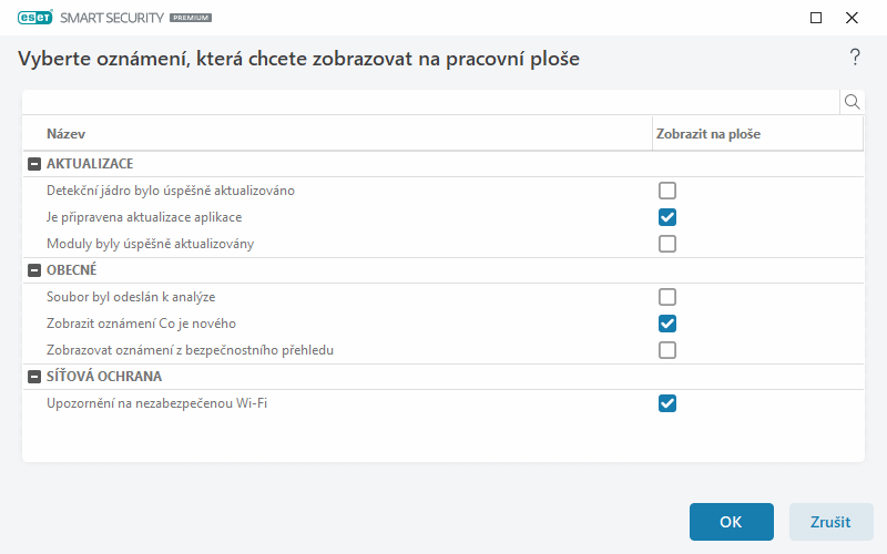 Oznámení na pracovní ploše