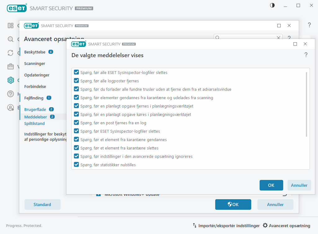 Bekræftelsesmeddelelser Bekræftelsesmeddelelser