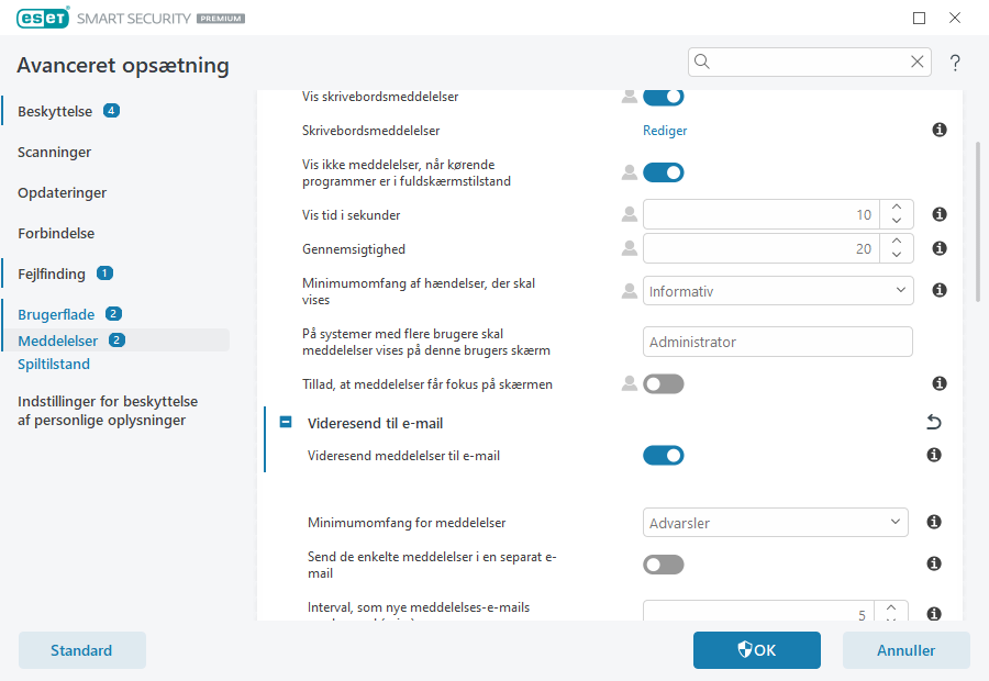 Videresendelse af meddelelser