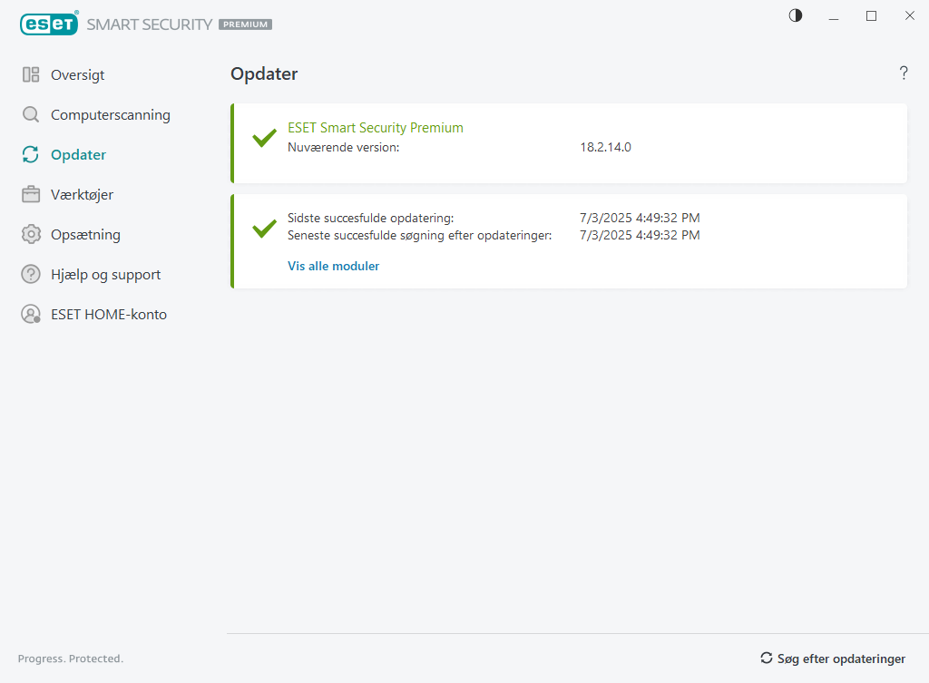 Opdatering Opdatering