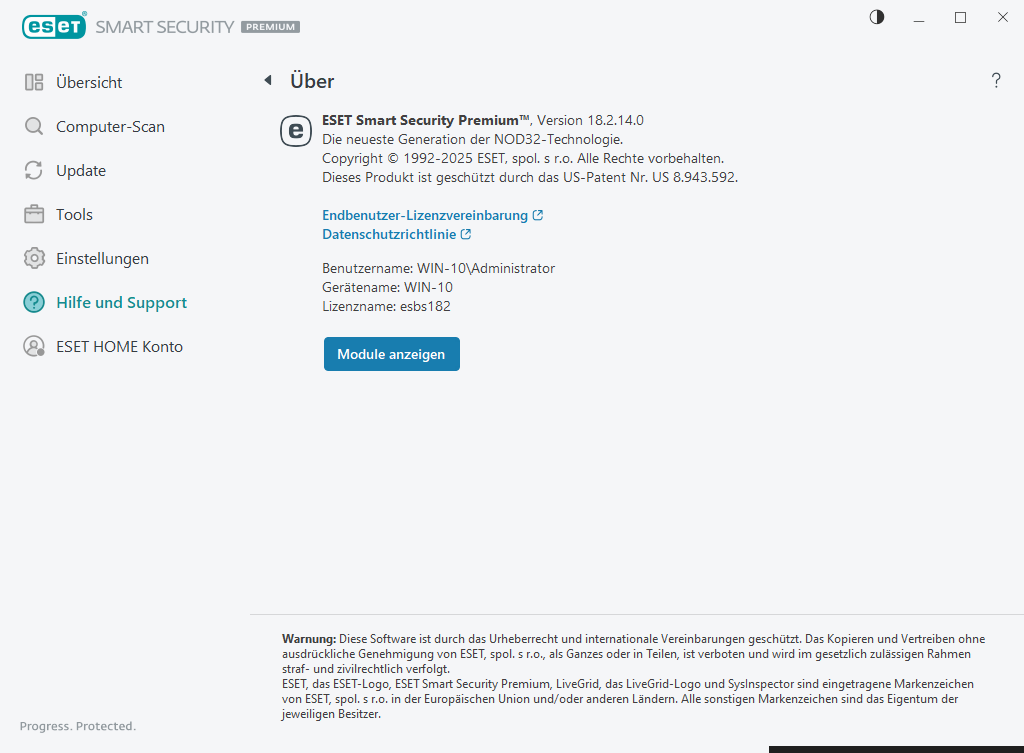 Details zur installierten Version