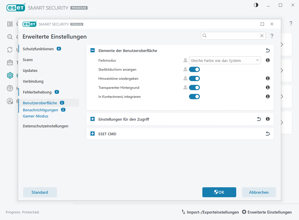 Elemente der Benutzeroberfläche Elemente der Benutzeroberfläche