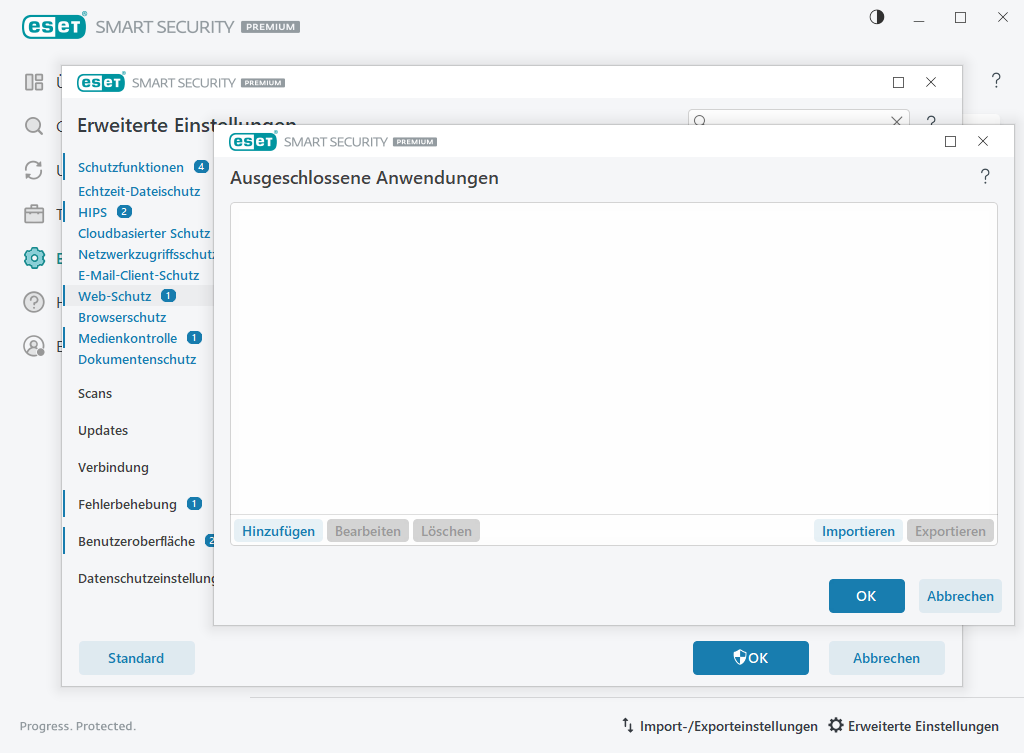 Ausgeschlossene Anwendungen
