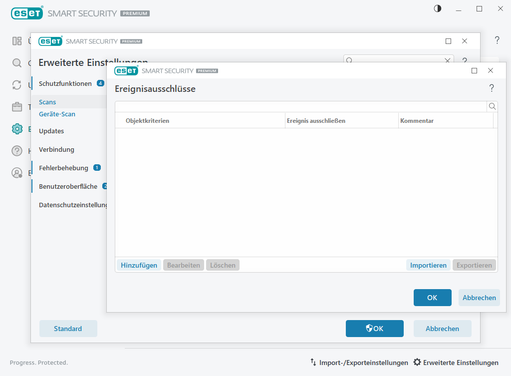 Ereignisausschlüsse