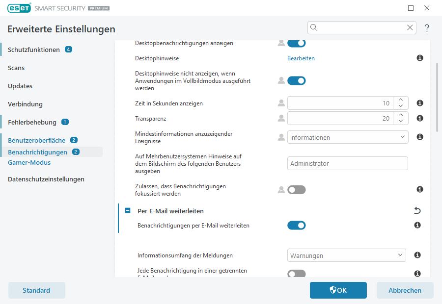 Benachrichtigungen weiterleiten