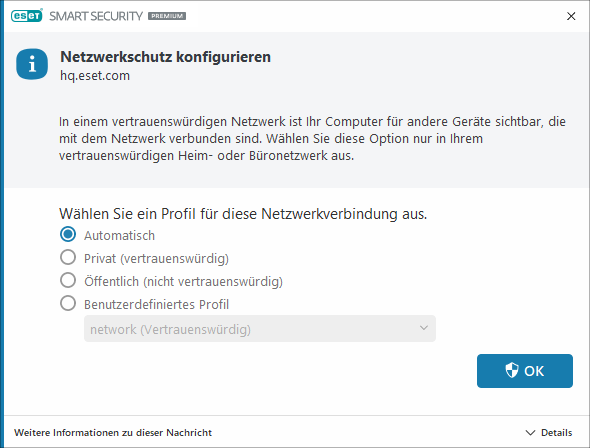 Erkannte Netzwerkverbindung Erkannte Netzwerkverbindung