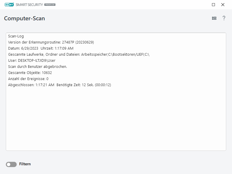 Computerprüfungs-Log
