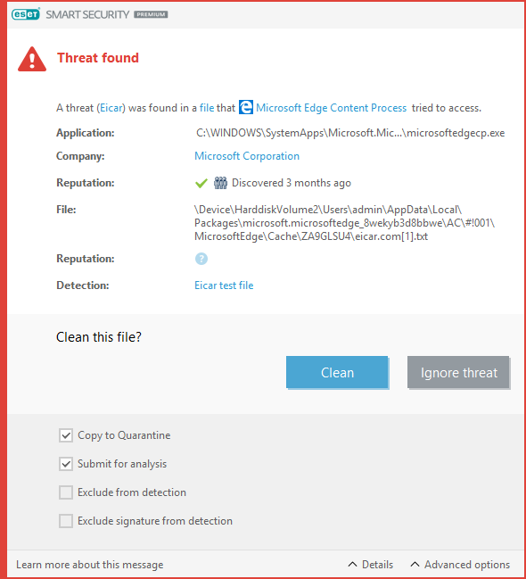 Threat found Threat found