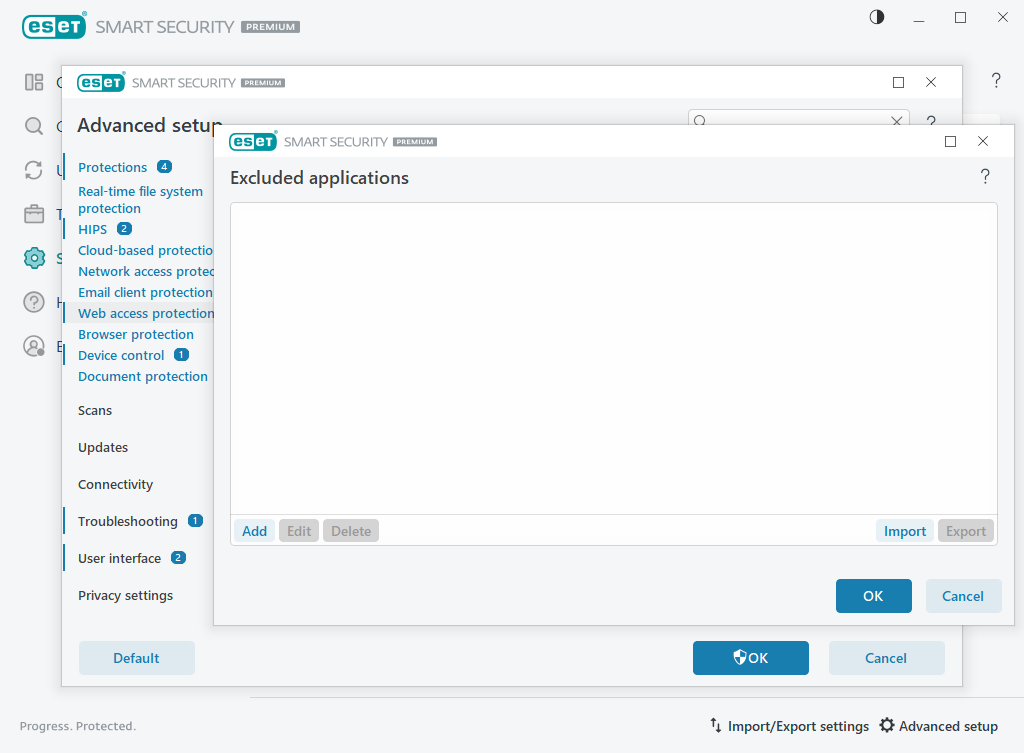 Excluded applications Excluded applications