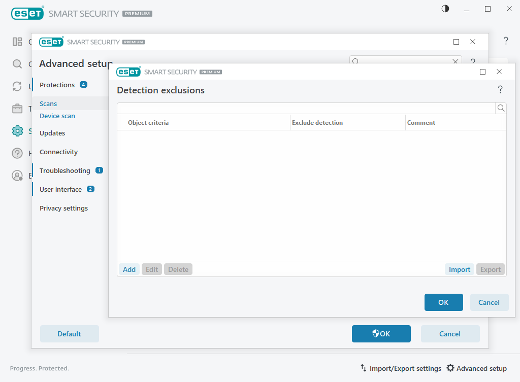 Detection exclusions Detection exclusions