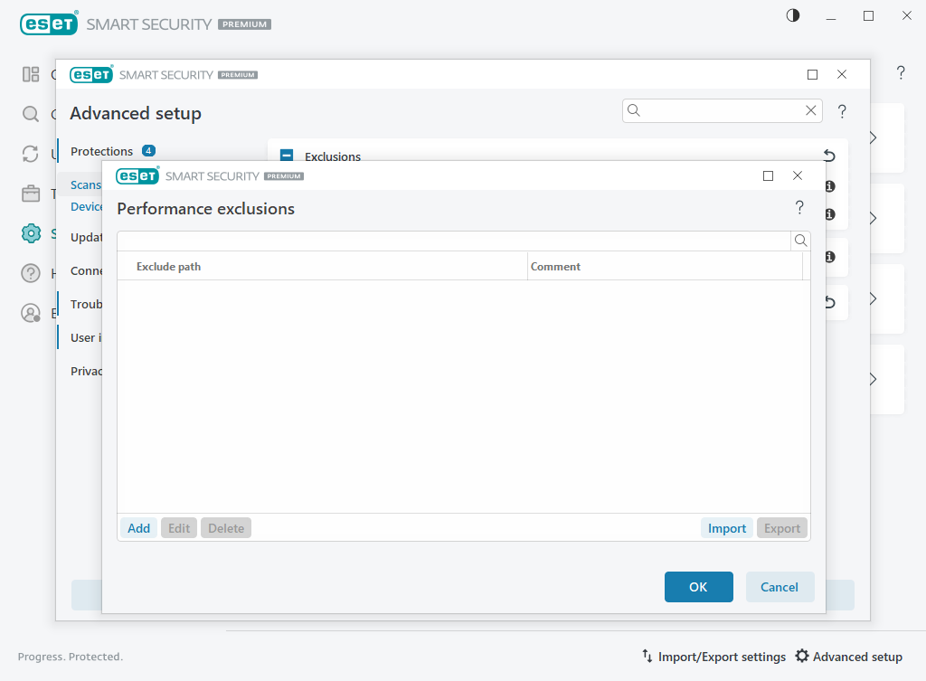 Performance exclusions Performance exclusions