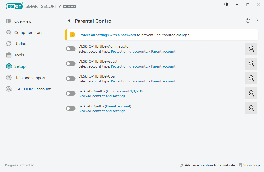 Parental control Parental control